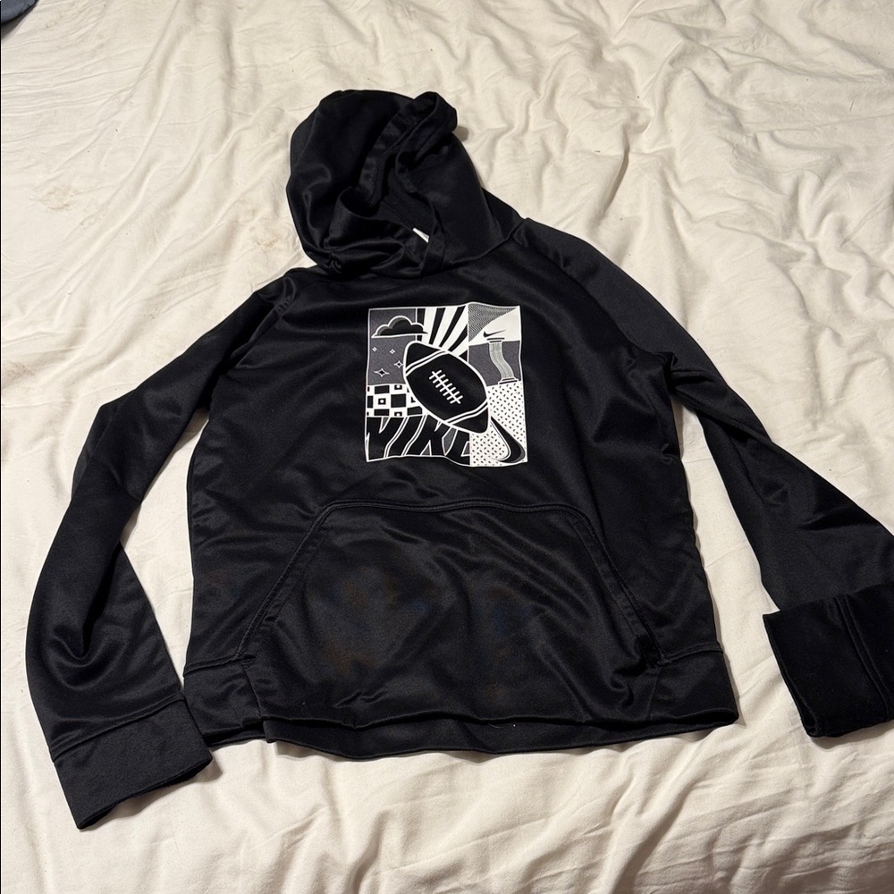 Nike Black Graphic Hoodie with Football Design